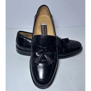Johnston & Murphy Shoes Men's Size 8.5 Black Leather Tassel Loafers Italy